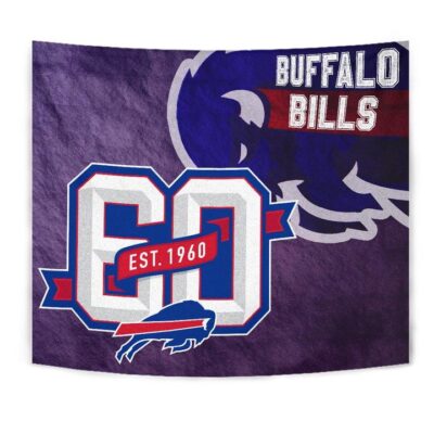 Buffalo Bills American Football Team Tapestry Blue Strongest Buffalo Fighting Est 1960 Text Tapestry Wall Hanging