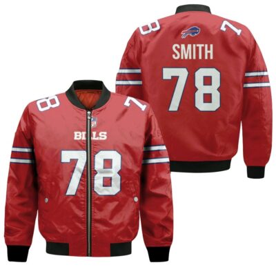 Buffalo Bills Bruce Smith #78 Great Player NFL American Football Red Color Rush Jersey Style Gift For Bills Fans Bomber Jacket BJ01164