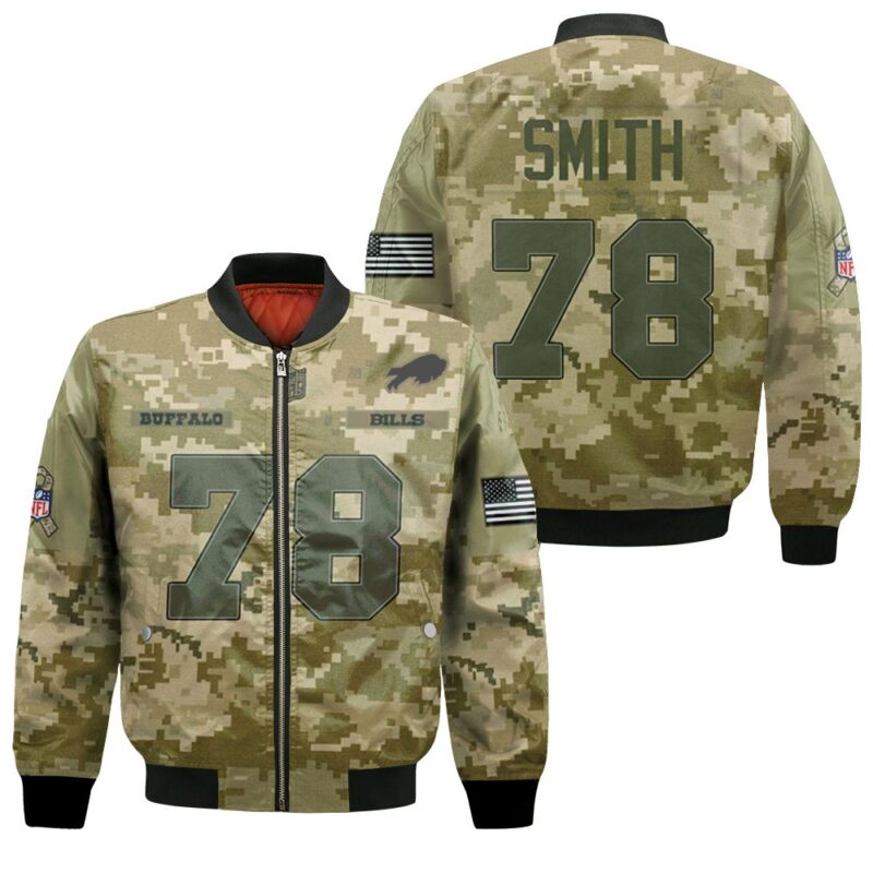 Buffalo Bills Bruce Smith #78 Great Player NFL American Football Team Logo Camouflage Gift For Bills Fans Bomber Jacket BJ01277