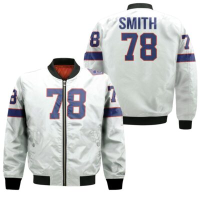 Buffalo Bills Bruce Smith #78 Great Player NFL American Football Team White Vintage Gift For Bills Fans Bomber Jacket BJ01269