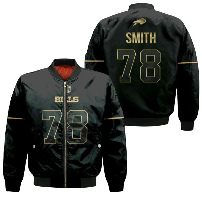 Buffalo Bills Bruce Smith #78 Great Player NFL Black Golden Edition Vapor Limited Jersey Style Gift For Bills Fans Bomber Jacket BJ01165