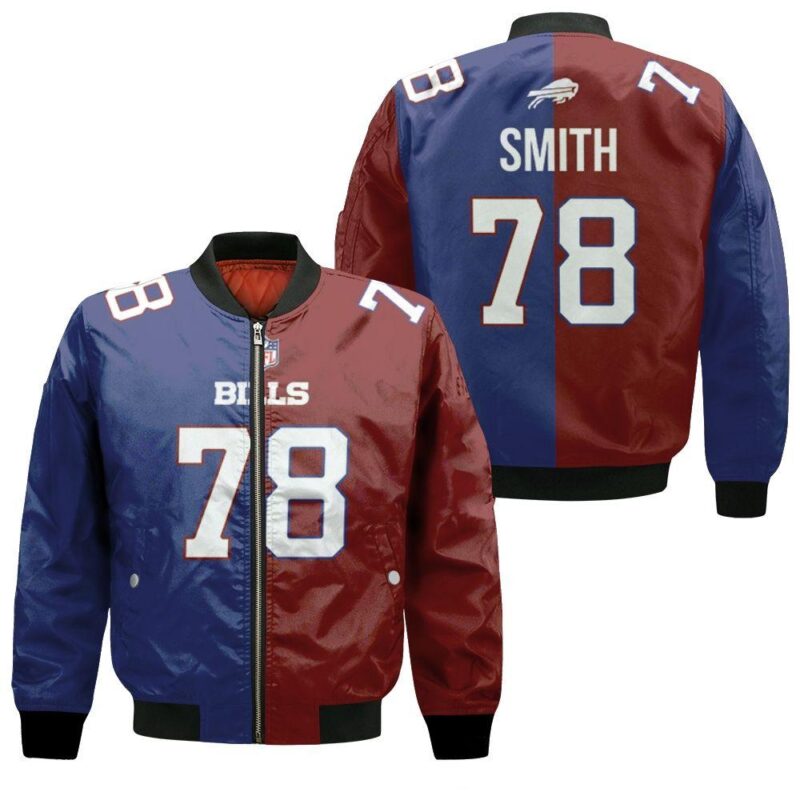 Buffalo Bills Bruce Smith #78 Great Player NFL Vapor Limited Royal Red Two Tone Jersey Style Gift For Bills Fans Bomber Jacket BJ01140