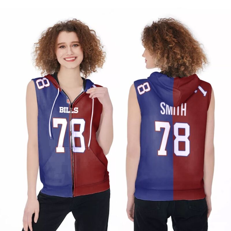 Buffalo Bills Bruce Smith #78 Great Player NFL Vapor Limited Royal Red Two Tone Jersey Style Gift For Bills Fans Zip Sleeveless Hoodie ZSH0320