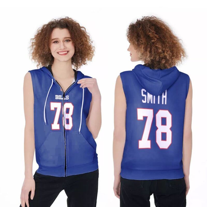 Buffalo Bills Bruce Smith #78 NFL Legend Player American Football Game Royal 3D Designed Allover Gift For Bills Fans Zip Sleeveless Hoodie ZSH0208