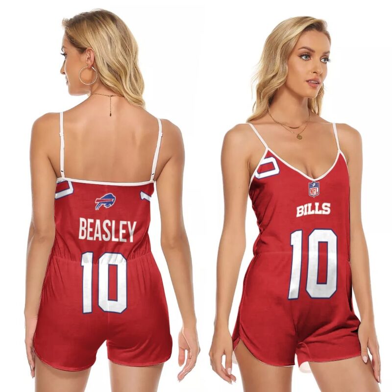 Buffalo Bills Cole Beasley #10 Great Player NFL American Football Red Color Rush Gift For Bills Fans V-neck Romper Jumpsuit RJ00017