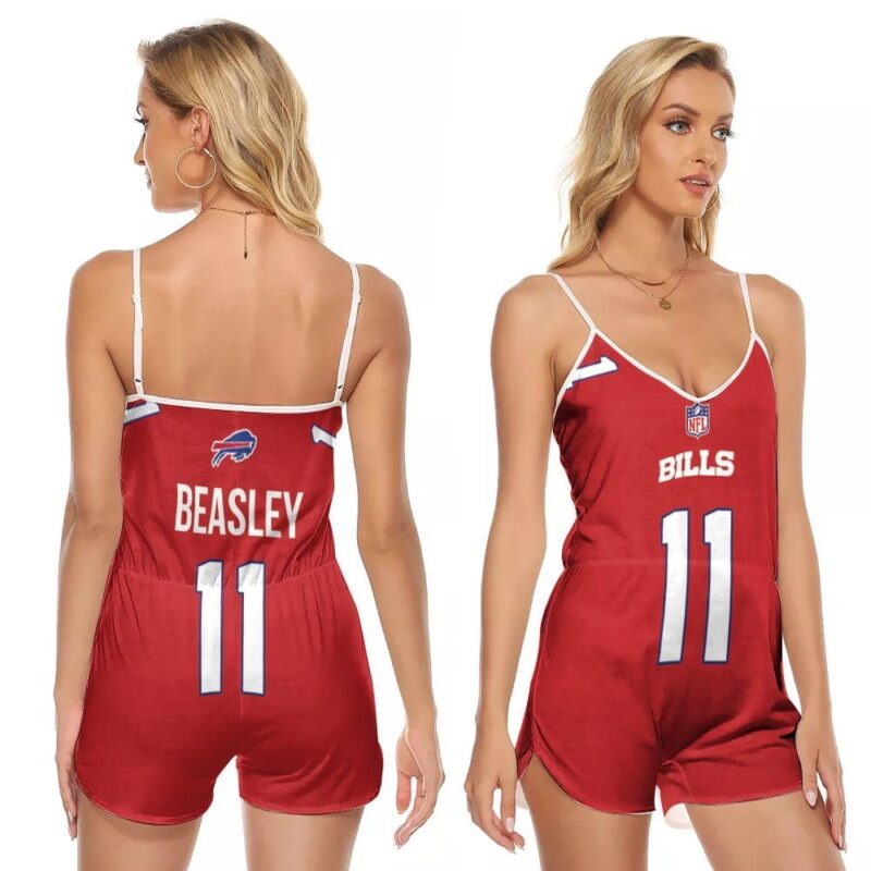 Buffalo Bills Cole Beasley #11 Great Player NFL American Football Red Color Rush Gift For Bills Fans V-neck Romper Jumpsuit RJ00052