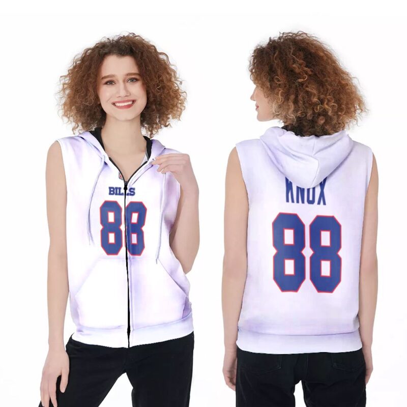 Buffalo Bills Dawson Knox #88 NFL Great Player American Football Team Game White 3D Designed Allover Gift For Bills Fans Zip Sleeveless Hoodie ZSH0278