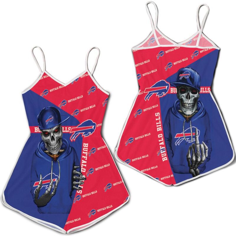 Buffalo Bills Hip Hop Skull 3d jersey Romper RJ04588