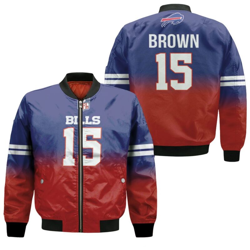 Buffalo Bills John Brown #15 Great Player NFL American Football Team Royal Color Crash Gift For Bills Fans Bomber Jacket BJ01305