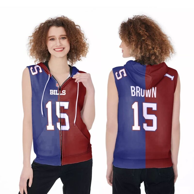 Buffalo Bills John Brown #15 Great Player NFL Vapor Limited Royal Red Two Tone Jersey Style Gift For Bills Fans Zip Sleeveless Hoodie ZSH0210