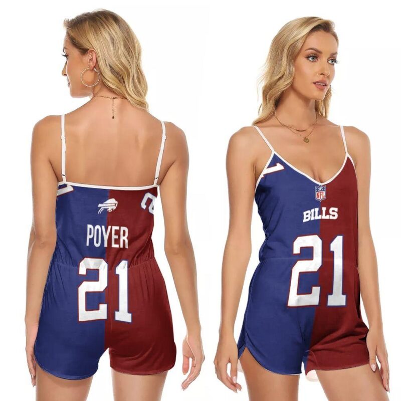 Buffalo Bills Jordan Poyer #21 Great Player NFL Vapor Limited Royal Red Two Tone Gift For Bills Fans V-neck Romper Jumpsuit RJ00025