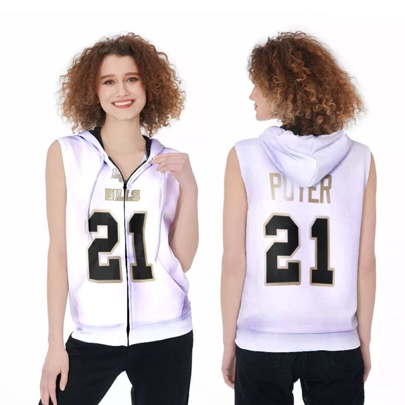Buffalo Bills Jordan Poyer #21 NFL White 100th Season Golden Edition Jersey Style Gift For Bills Fans Zip Sleeveless Hoodie ZSH0299