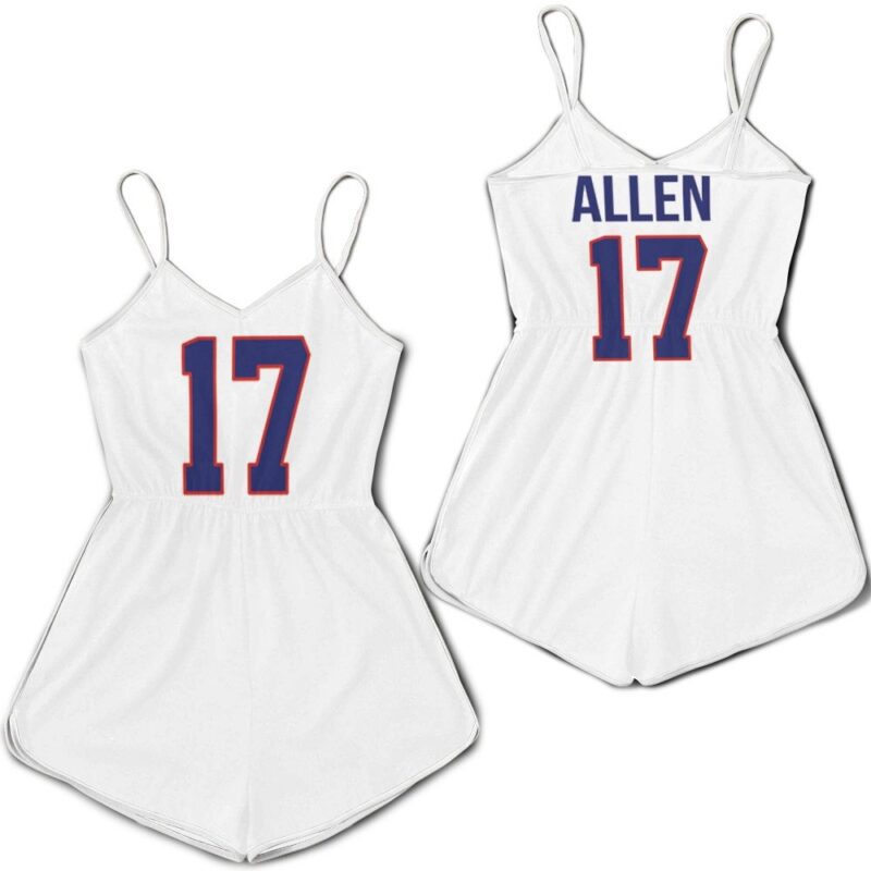 Buffalo Bills Josh Allen #17 NFL Great Player American Football White Vintage Gift For Bills Fans Romper Jumpsuit RJ05396