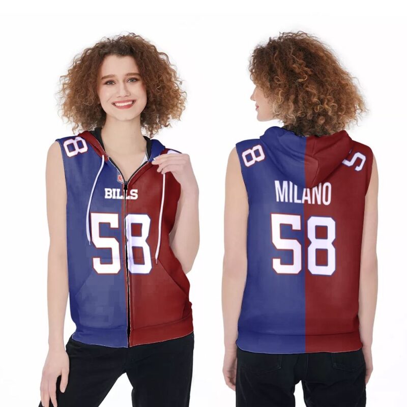 Buffalo Bills Matt Milano #58 Great Player NFL Vapor Limited Royal Red Two Tone Jersey Style Gift For Bills Fans Zip Sleeveless Hoodie ZSH0068