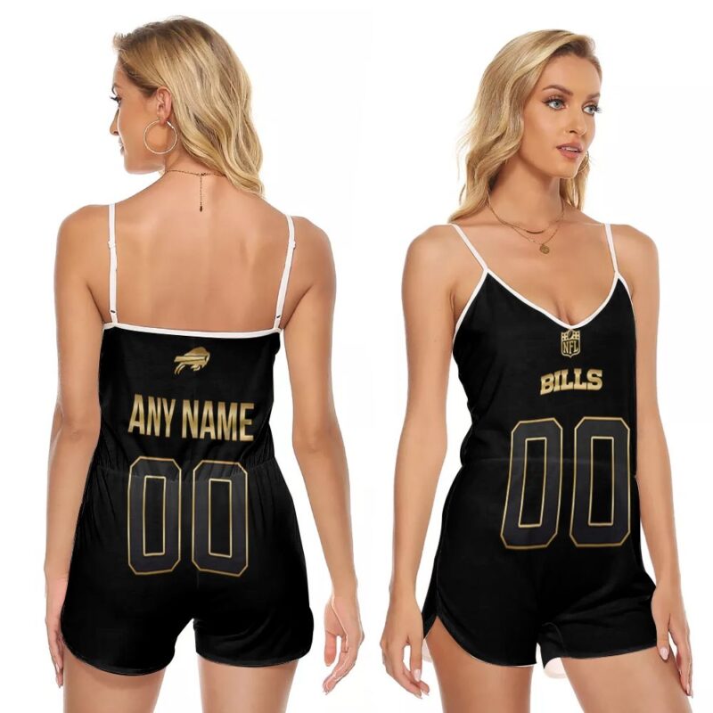 Buffalo Bills NFL Black Golden Edition Vapor Limited Custom Gift For Bills Fans V-neck Romper Jumpsuit RJ00098