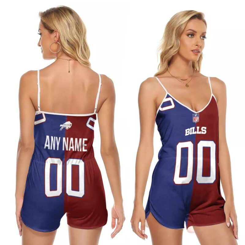 Buffalo Bills NFL Vapor Limited Royal Red Two Tone Custom Gift For Bills Fans V-neck Romper Jumpsuit RJ00086