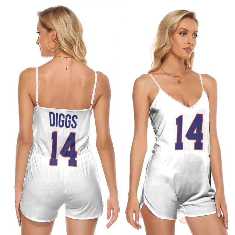 Buffalo Bills Stefon Diggs #14 Great Player NFL American Football Team White Vintage Gift For Bills Fans V-neck Romper Jumpsuit RJ05313
