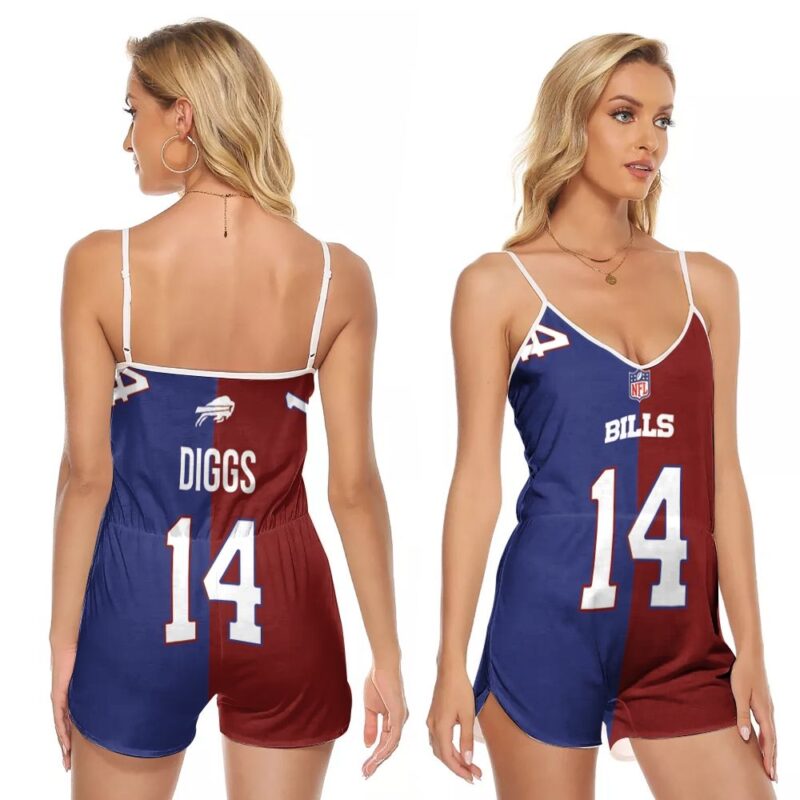 Buffalo Bills Stefon Diggs #14 Great Player NFL Vapor Limited Royal Red Two Tone Gift For Bills Fans V-neck Romper Jumpsuit RJ00055
