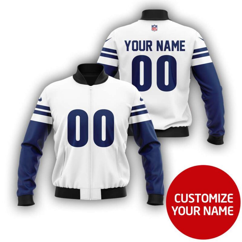 Buffalo Bills White And Blue Personalized Number Name Nfl Gift For Football And Bills Fans Bomber Jacket BJ03685