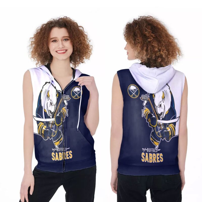 Buffalo Sabres Logo Mascott Sword 3D Designed For Buffalo Sabres Fans Buffalo Sabres Lovers Zip Sleeveless Hoodie ZSH1239