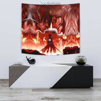 Burning Attack on Titan Wall Anime Tapestry 2 Burning Attack on Titan Wall Anime Tapestry 2