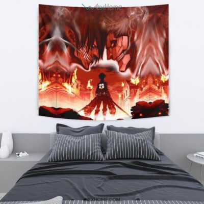 Burning Attack on Titan Wall Anime Tapestry 3 Burning Attack on Titan Wall Anime Tapestry 3