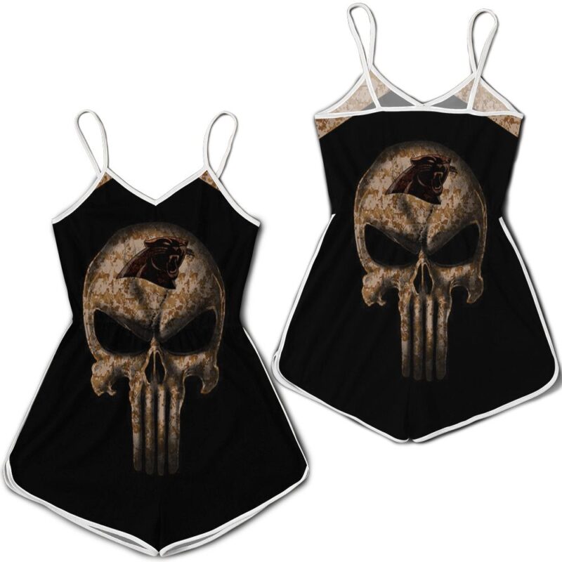 Camouflage Skull Carolina Panthers American Flag Romper RJ03183