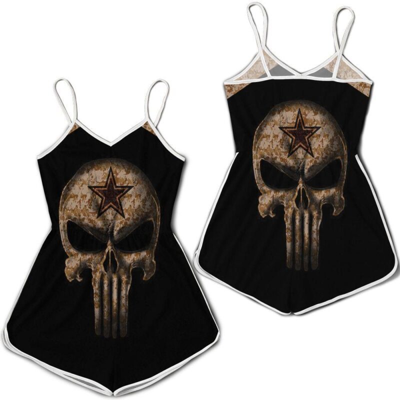 Camouflage Skull Dallas Cowboys American Flag Romper RJ03268