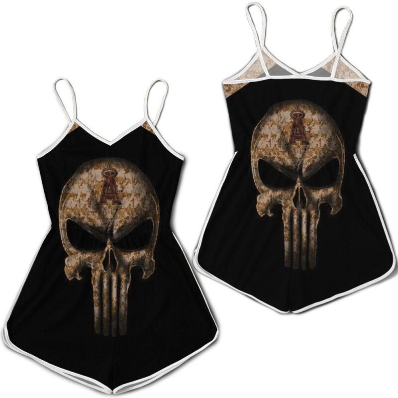 Camouflage Skull Los Angeles Angels American Flag Romper RJ05609
