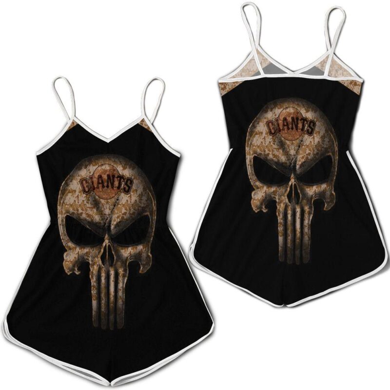 Camouflage Skull San Francisco Giants American Flag Romper RJ03261