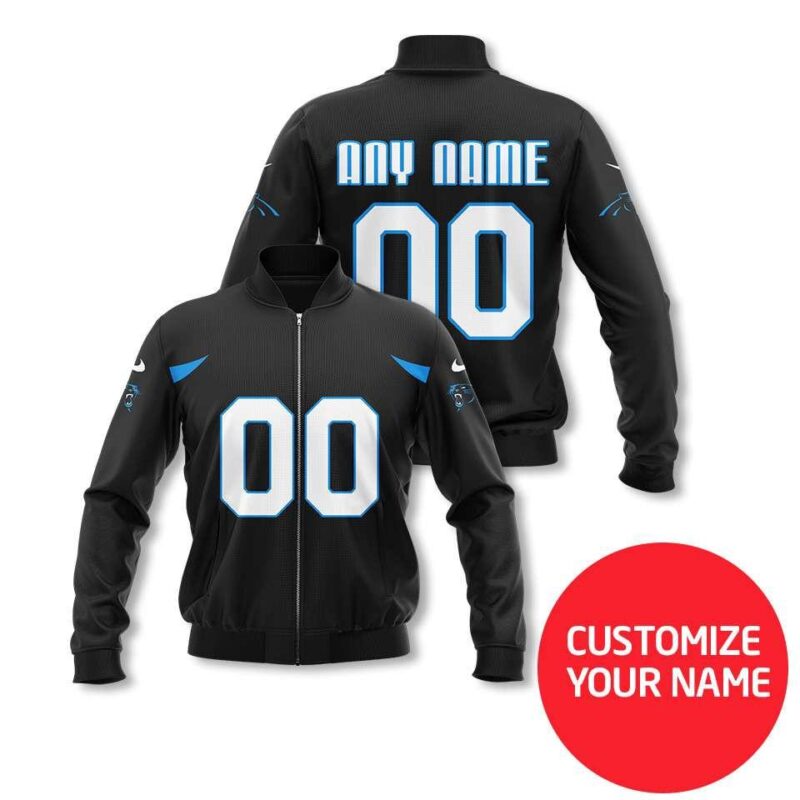 Carolina Panthers #00 Personalized Black Jersey Style Gift With Custom Number Name For Panthers Fans Bomber Jacket BJ03871