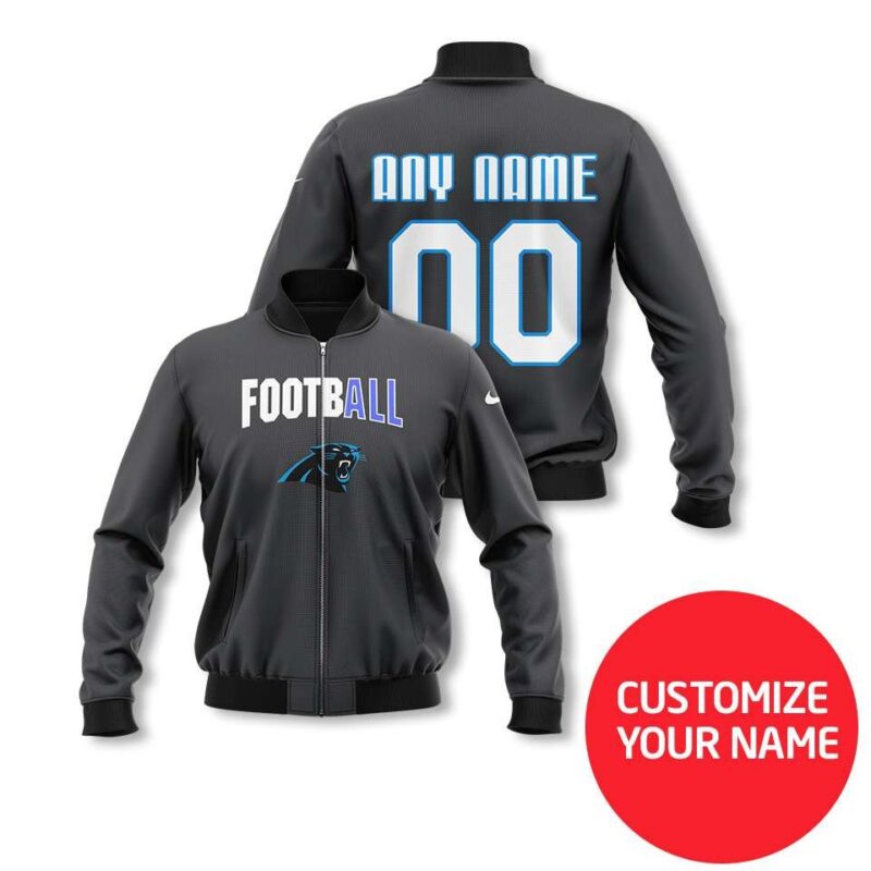 Carolina Panthers #00 Personalized Silver Jersey Style Gift With Custom Number Name For Panthers Fans Bomber Jacket BJ03782