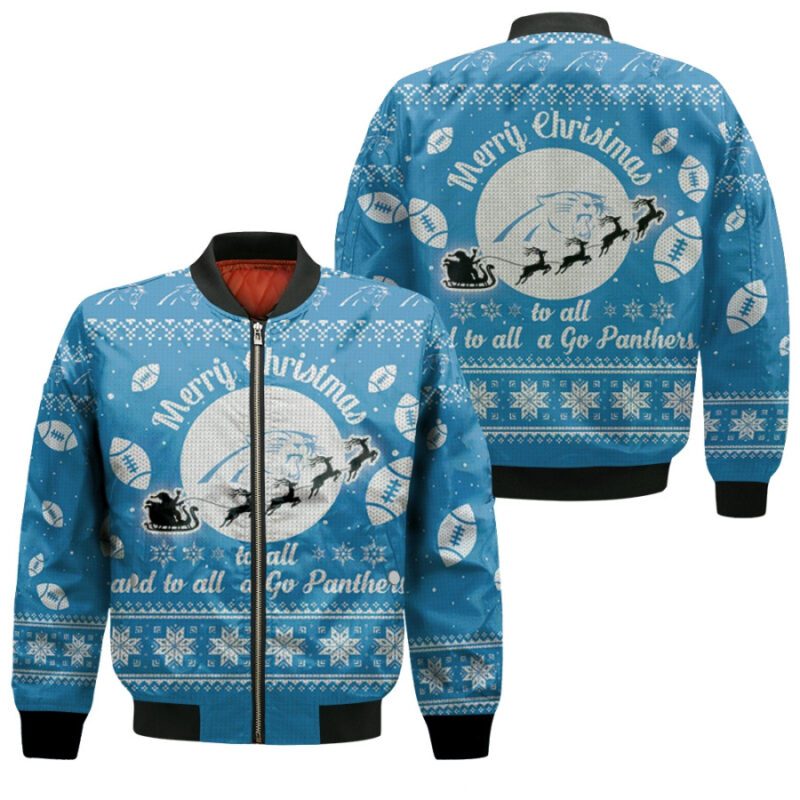 Carolina Panthers To All And To All A Go Panthers Ugly Christmas Festive Gift For Carolina Panthers Fans Bomber Jacket BJ01005