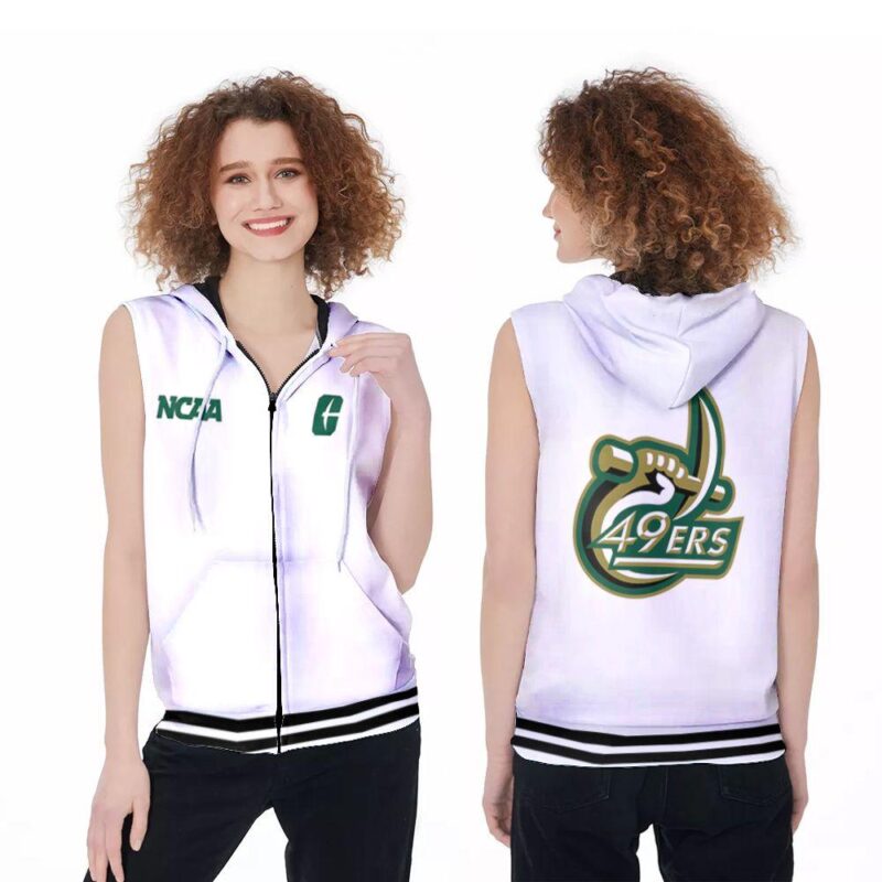 Charlotte 49Ers Ncaa Classic White With Mascot Logo Gift For Charlotte 49Ers Fans Zip Sleeveless Hoodie ZSH0538