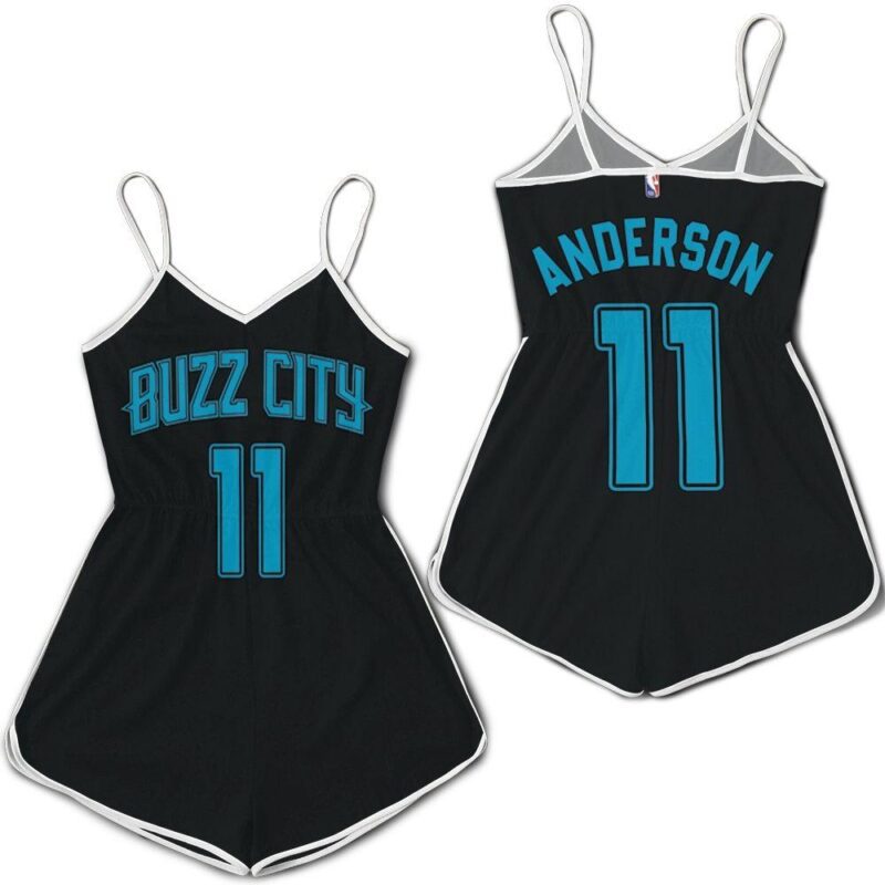 Charlotte Hornets Anderson #11 NBA Great Player Jordan Brand City Edition Swingman Black 2019 Gift For Hornets Fans Romper Jumpsuit RJ00238