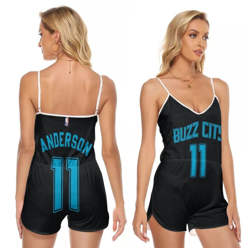 Charlotte Hornets Anderson #11 NBA Great Player Jordan Brand City Edition Swingman Black 2019 Gift For Hornets Fans V-neck Romper Jumpsuit RJ00101