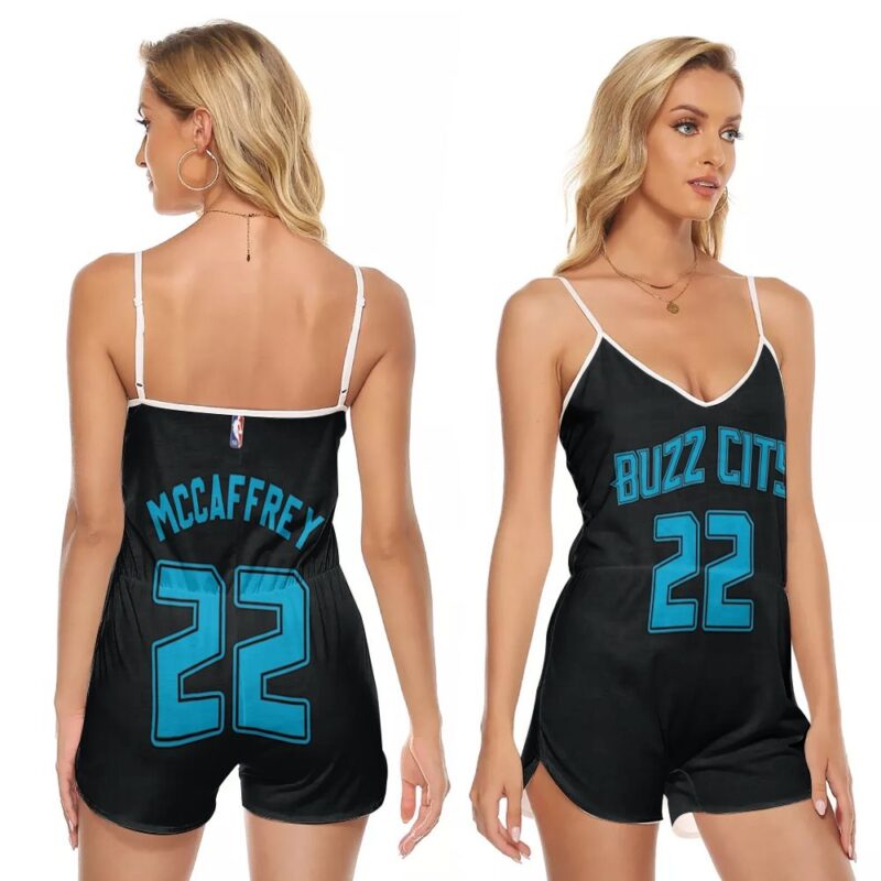 Charlotte Hornets Christian McCaffrey #22 NBA Great Player Jordan Brand City Edition Swingman Black 2019 Gift For Hornets Fans Romper Jumpsuit RJ00040