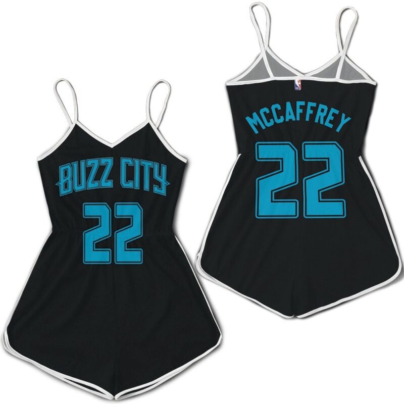 Charlotte Hornets Christian McCaffrey #22 NBA Great Player Jordan Brand City Edition Swingman Black 2019 Gift For Hornets Fans Romper Jumpsuit RJ00297