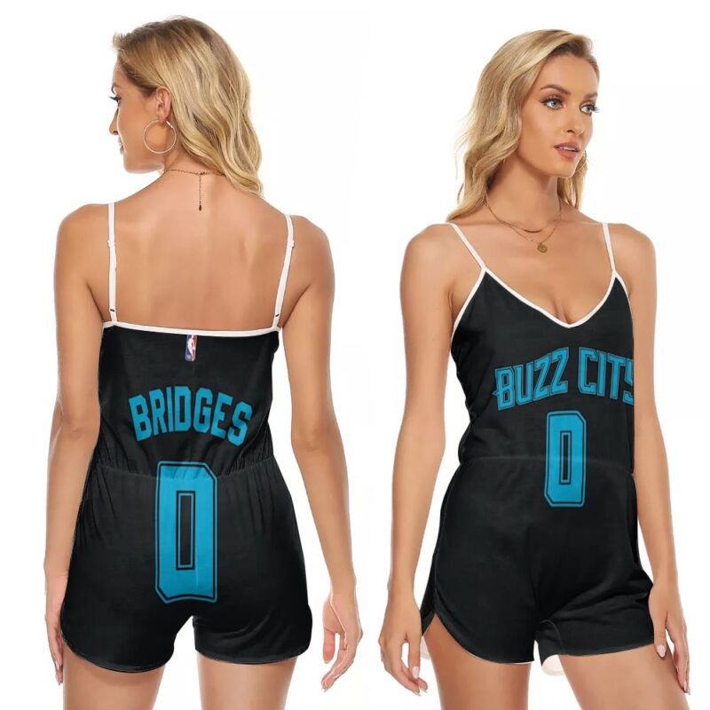 Charlotte Hornets Miles Bridges #0 NBA Great Player Jordan Brand City Edition Swingman Black 2019 Gift For Hornets Fans V-neck Romper Jumpsuit RJ00103