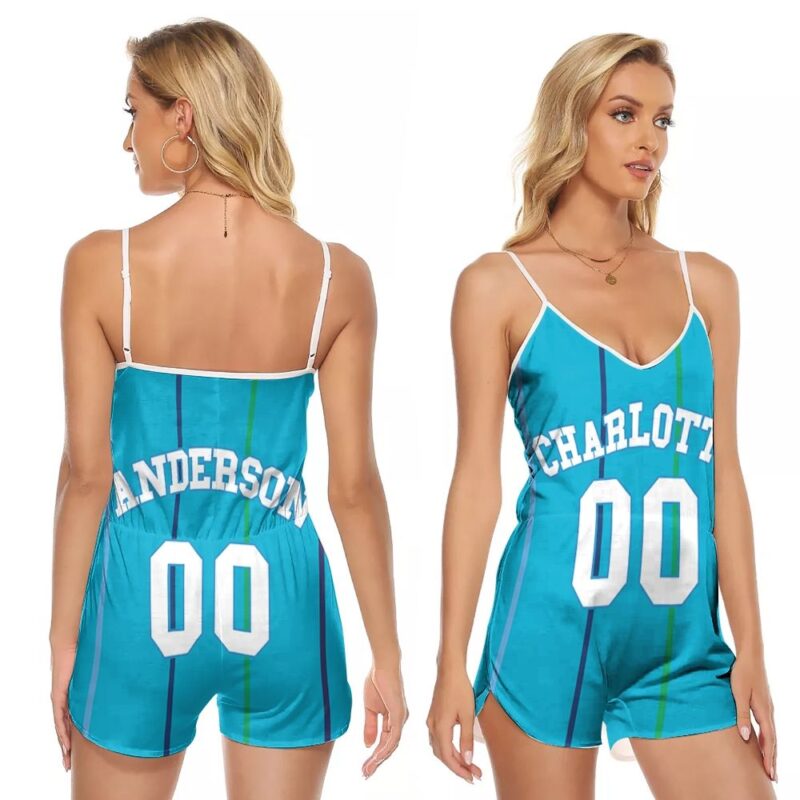 Charlotte Hornets NBA Mitchell Ness Hardwood Classics Swingman Teal 2019 Custom Gift For Hornets Fans V-neck Romper Jumpsuit RJ00073