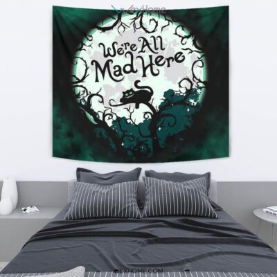 Cheesy Cat Tapestry We're All Mad Here Funny Gift 2 Cheesy Cat Tapestry Were All Mad Here Funny Gift 2