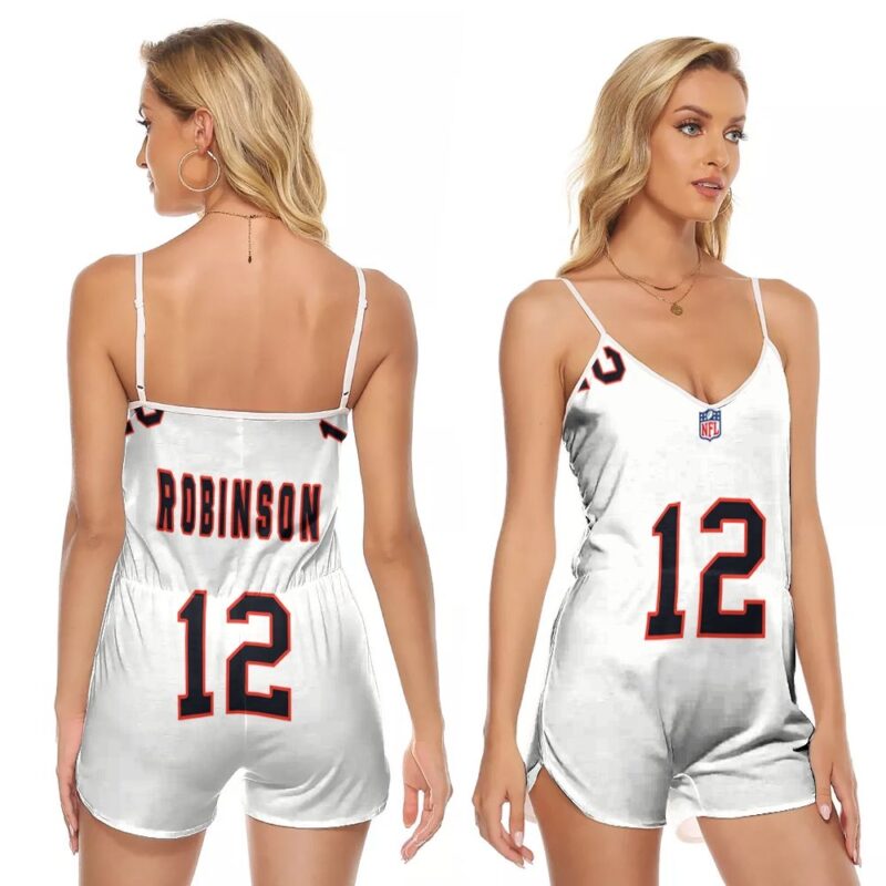 Chicago Bears Allen Robinson #12 Great Player NFL American Football Team Custom Game White Gift For Bears Fans V-neck Romper Jumpsuit RJ00121