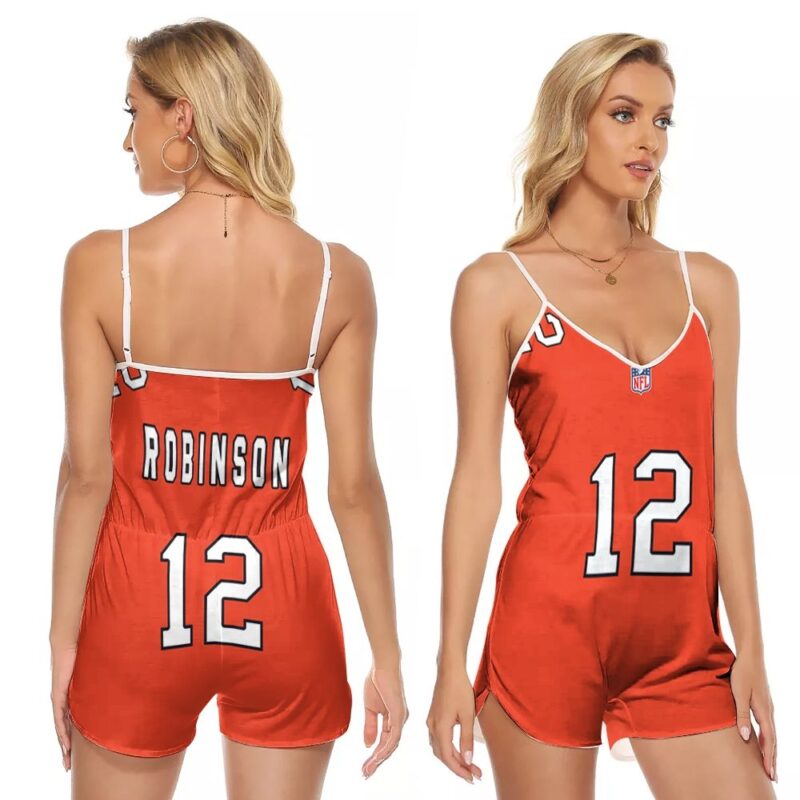 Chicago Bears Allen Robinson #12 NFL Great Player American Football Team Custom Game Orange Gift For Bears Fans V-neck Romper Jumpsuit RJ00164
