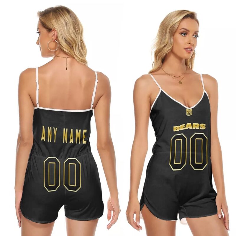 Chicago Bears NFL American Football Black Golden Edition Vapor Limited Custom Gift For Bears Fans V-neck Romper Jumpsuit RJ00005