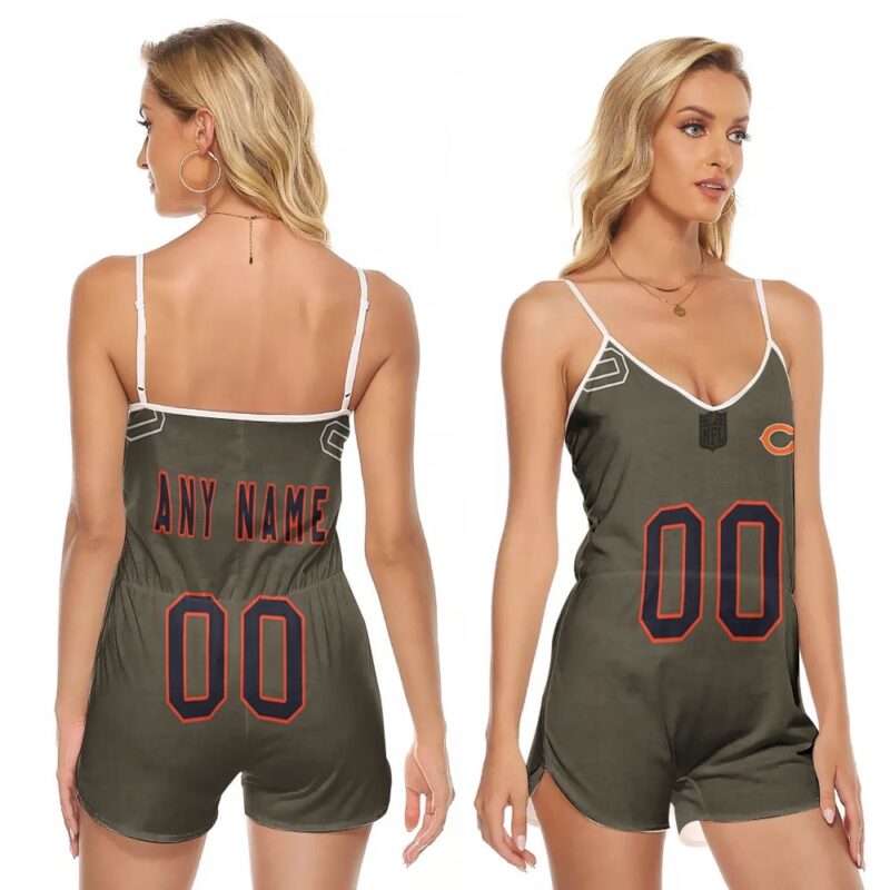 Chicago Bears NFL Salute To Service Retired Player Limited Olive Custom Gift For Bears Fans V-neck Romper Jumpsuit RJ00097