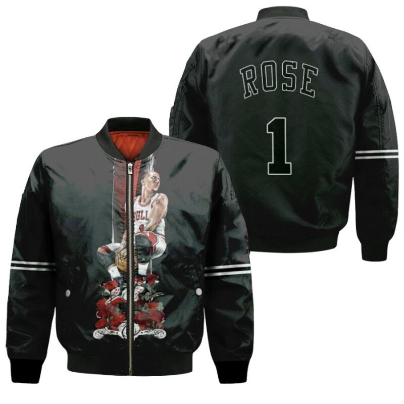 Chicago Bulls Derrick Rose 1 NBA Black Jersey gift for Chicago Bulls Fans Bomber Jacket BJ00310