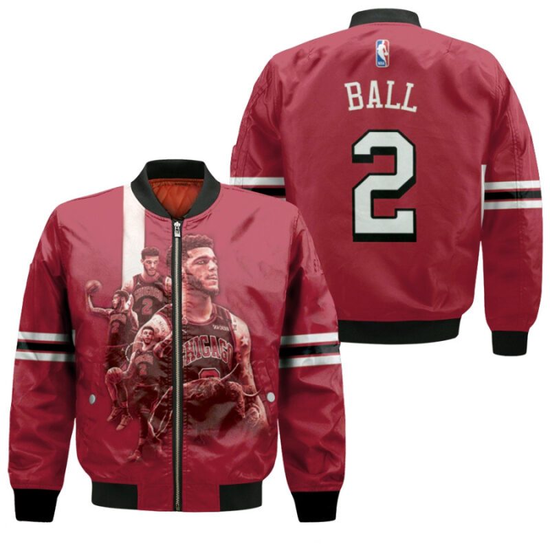 Chicago Bulls Lonzo Ball 2 NBA 2021-22 City Edition Red Gift For Bulls Fans Bomber Jacket BJ00442