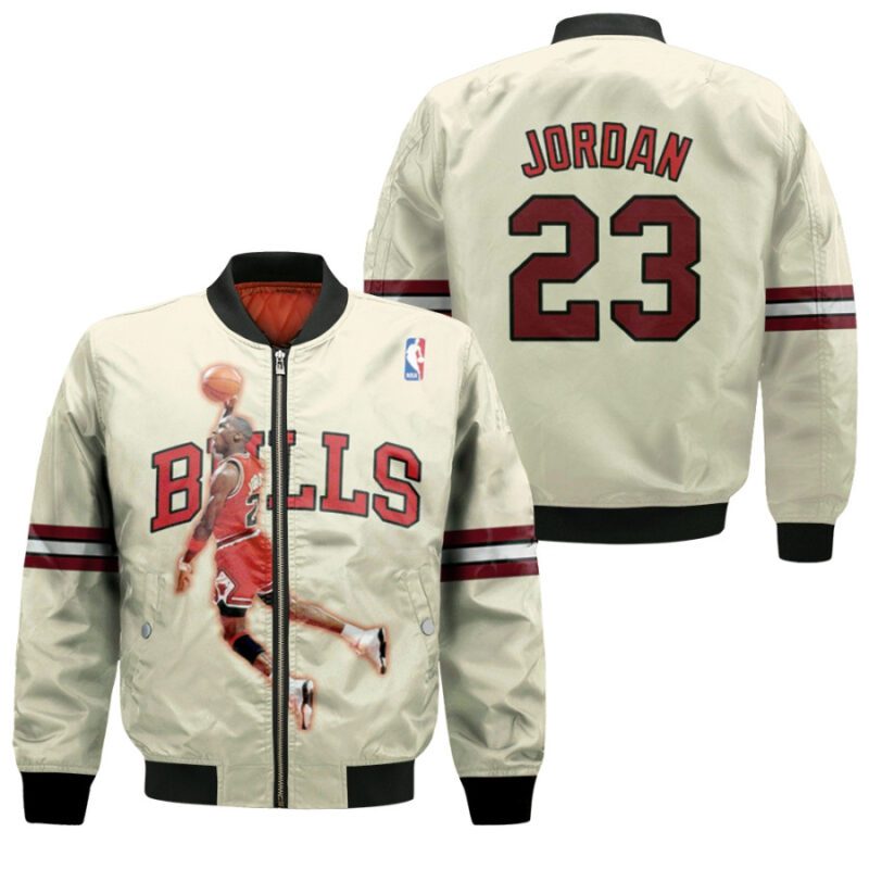 Chicago Bulls Michael Jordan 23 NBA Classic Gold Jersey Style Gift For Chicago Bulls Fans Jordan Fans Bomber Jacket BJ00131