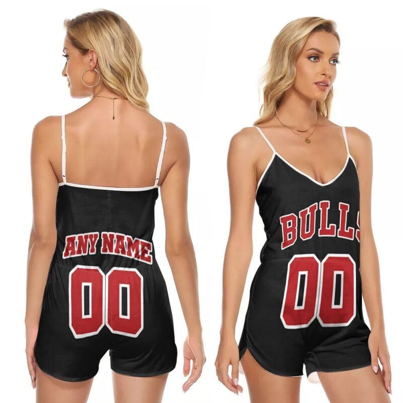 Chicago Bulls NBA Basketball Team Throwback Black Custom Gift For Bulls Fans V-neck Romper Jumpsuit RJ00090