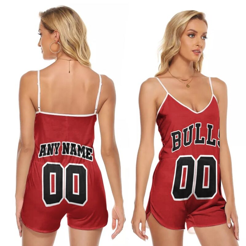 Chicago Bulls NBA Basketball Team Throwback Red Custom Gift For Bulls Fans V-neck Romper Jumpsuit RJ00037
